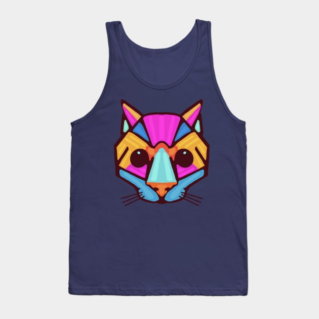 Geometric Cat Big Nose Tank Top by wildjellybeans